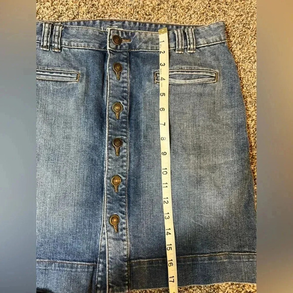 ANN TAYLOR loft blue jean denim button front mini skirt size 4 - Picture 9 of 9